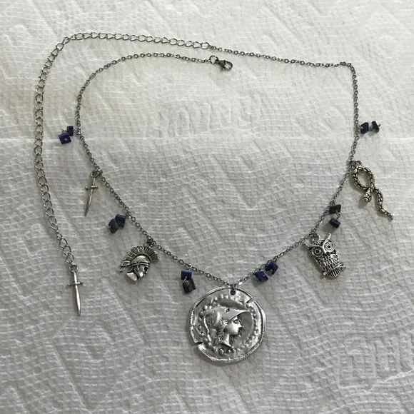 Athena Minerva Greek Roman Goddess Wisdom & War Handmade Necklace, Lapis Lazuli - Picture 11 of 15